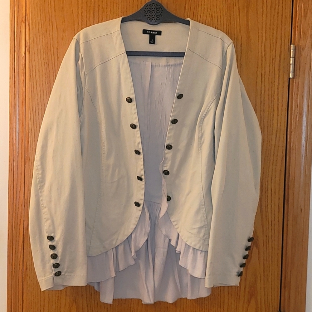 Torrid Tan Twill Georgette Peplum Jacket Size 2